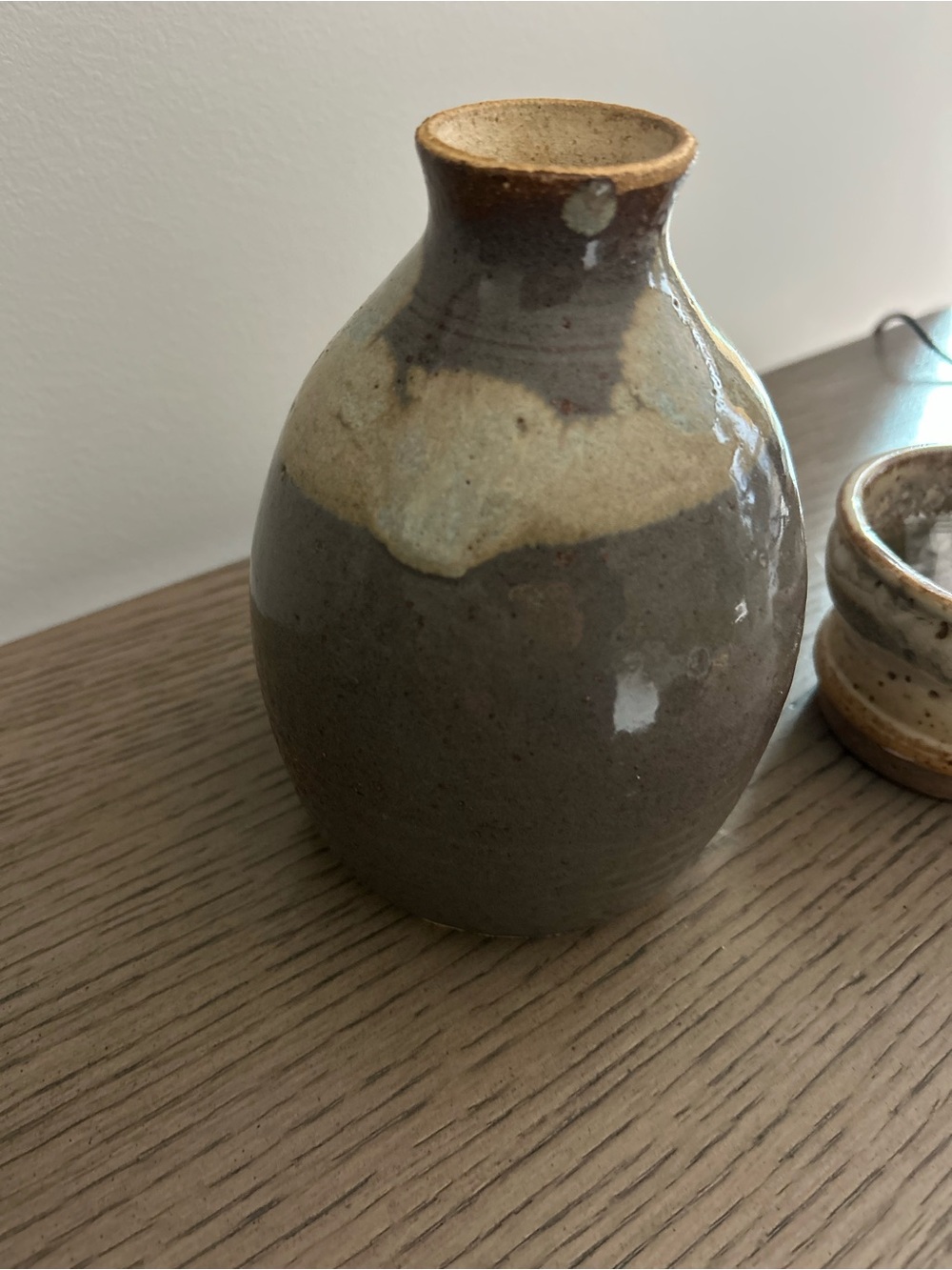 Hand Crafted Brown and Cream Glazed Ceramic Bud Vase